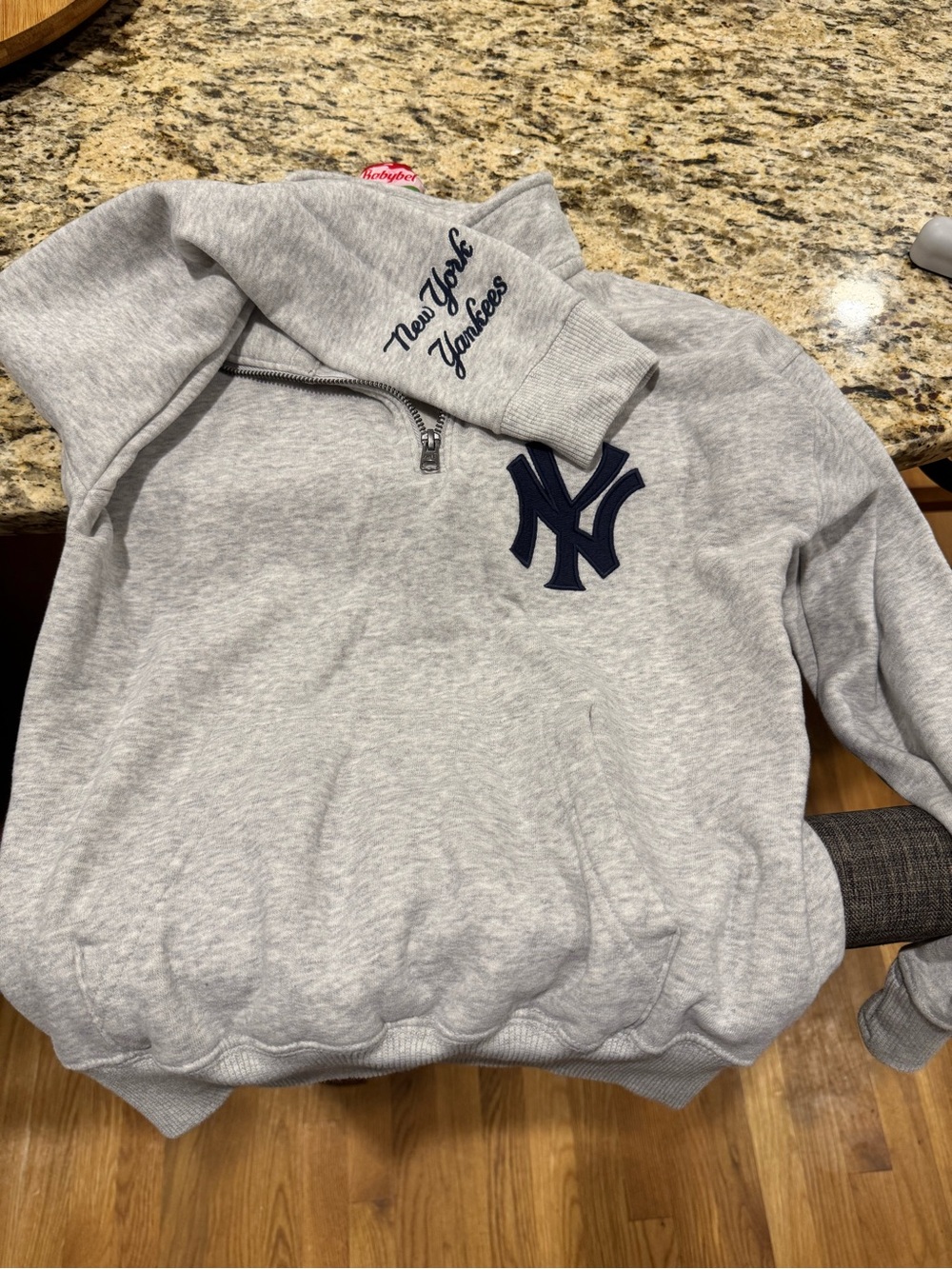 New York Yankees Grey Half-Zip Pullover